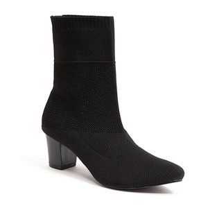 Womens Warm Black Fashion Knitted Ankle Boots